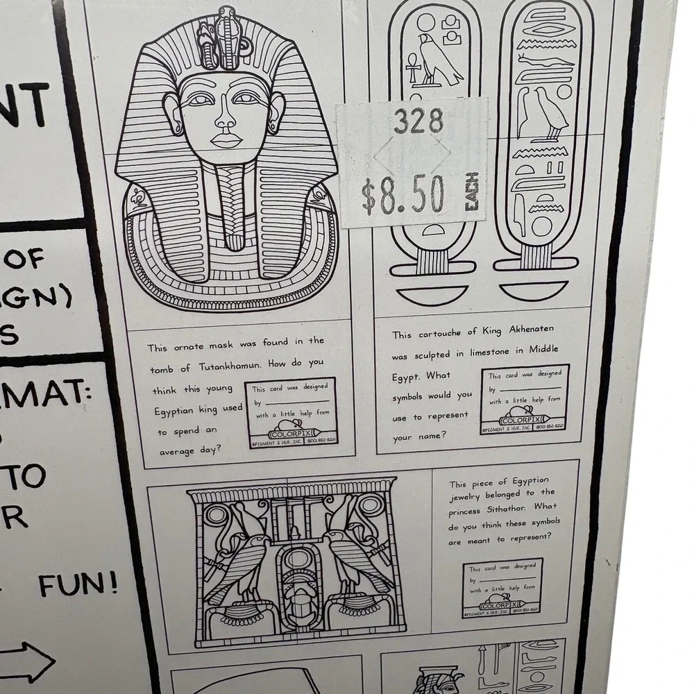 Pharaoh Treasures of‎ Ancient Egypt 10 Coloring Cards Set Envelopes Crayons